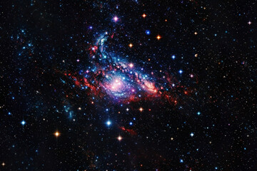Fototapeta na wymiar Colorful space galaxy cloud nebula. Stary night cosmos. Universe science astronomy. Supernova background wallpaper. Generative Al 