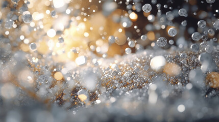 A silver shimmering bokeh, creating a mesmerizing and ethereal atmosphere with its soft, sparkling lights. Generative AI

