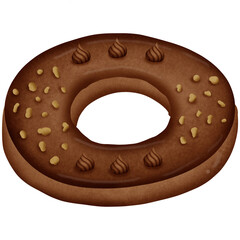 Chocolate donut isolated on transparent background 