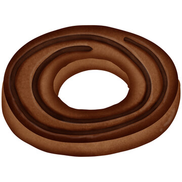 Chocolate donut isolated on transparent background 