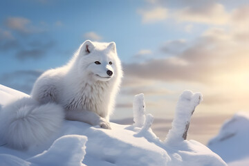 region wolf in the snow in polar regions