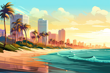 Fototapeta premium Miami Beach, Florida - Generative ai