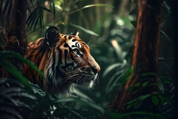 Fototapeta na wymiar a tiger in the forest