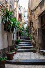 Street of the old town of Agrigento, Sicily, Italy