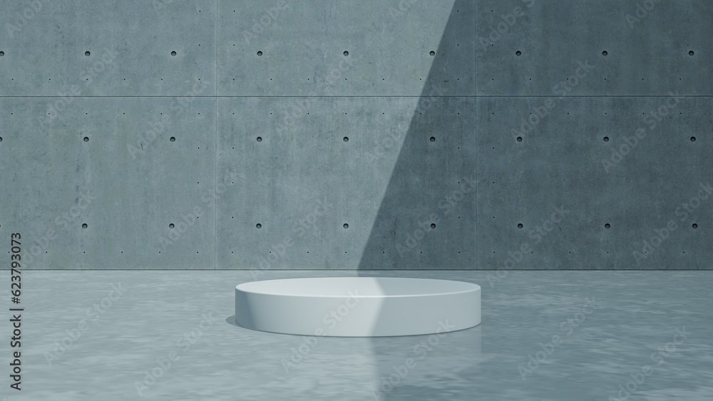 Poster artistic shadow from the window. 3d empty pedestal. presentation commercial product, mockup scene. 3