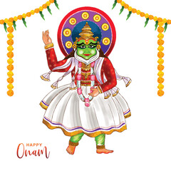 Happy onam festival of south india on card holiday background