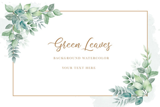 watercolor green leaves background
 