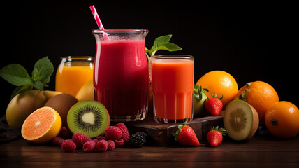 Assortment of fresh fruit juice 