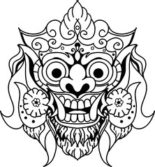 Black and White Vector illustrations Traditional Bali Mask