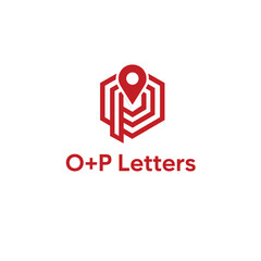 OP Letters Brand logo design, Real state icon Logotype, O and P Template