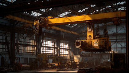 Industrial overhead crane in factory