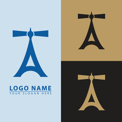 Elegant initial A sea tower logo icon.