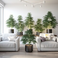 Cannabis plants and flowering cannabis buds, Marijuhanna plants, AI generated
