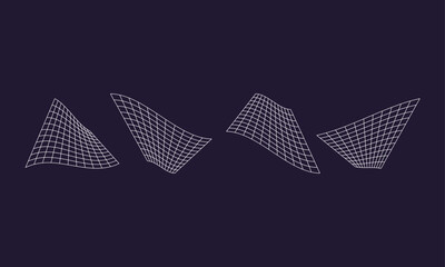 Outline Wireframe Abstract Geometric Vector universal Shapes Y2K style modern design, brutalist Icons, basic figures in retro futuristic assets, symbols and objects for logo, posters, banners stickers