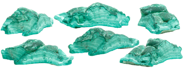 Macro mineral stone Malachite on a white transparent background close-up
