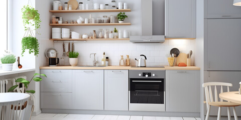 modern kitchen interior, Small kitchen design, generative Ai