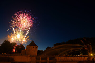 fireworks on the occasion of the national holiday in Besançon, France