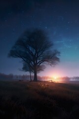 Glowing sky at night