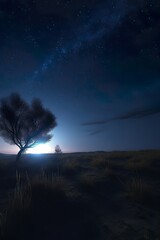 Glowing sky at night