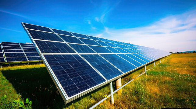 Solar Energy Revolution, Embracing Sustainability through Solar Panels for Clean, Renewable Power. Generative AI