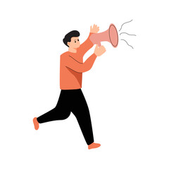 concept illustration of person using toa loudspeaker