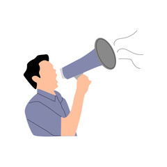 concept illustration of person using toa loudspeaker
