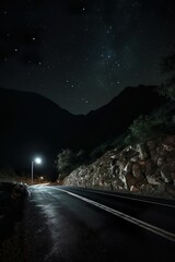 Road in the mountains at night