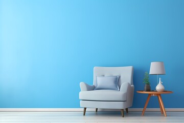 blue armchair in a room