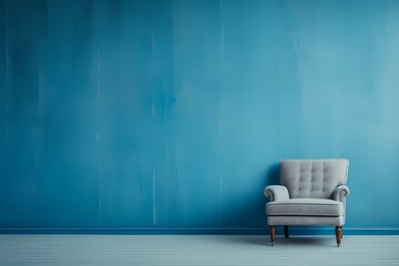 blue chair on the wall