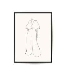 Vector modern art poster with female silhouette. Aesthetic minimalist style. Hand drawn illustration.