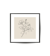 Vector modern art poster with plant. Aesthetic minimalist style. Hand drawn illustration.