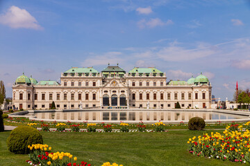 Upper Belvedere palace and gardens in spring, Vienna, Austria