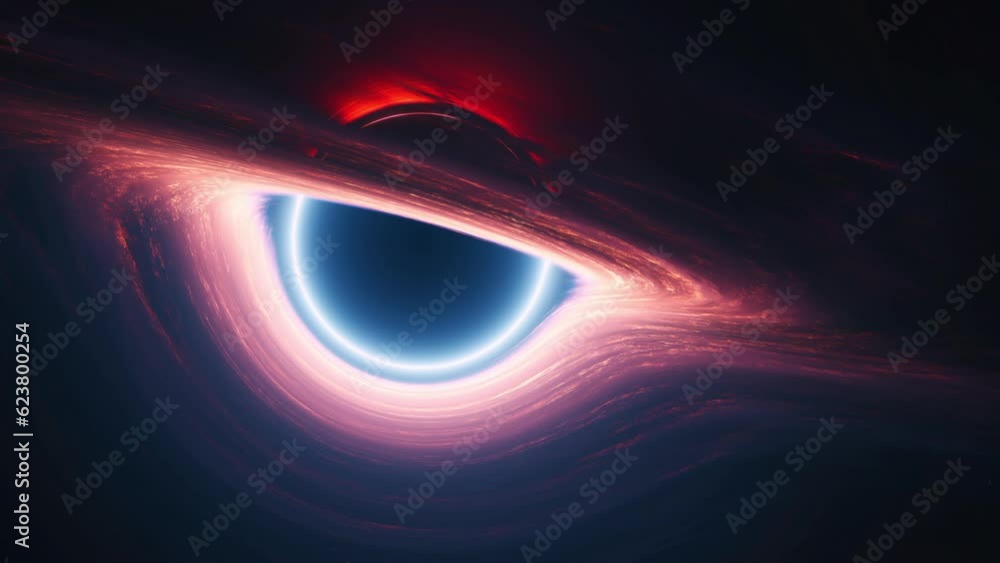 Wall mural interstellar black hole in outer cosmos. giant singularity with glowing rotating accretion disk. con