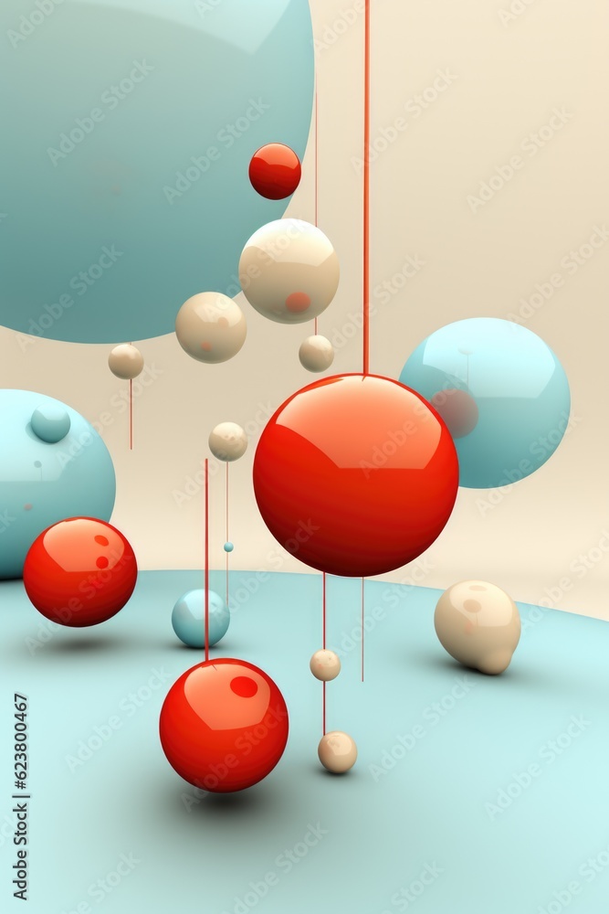 Poster a bunch of balls that are floating in the air. generative ai.