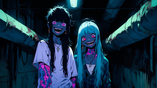 Crazy zombie kids. Created with Generative AI.