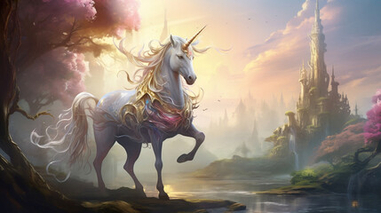 Obraz na płótnie Canvas Beautiful unicorn, Generative Ai