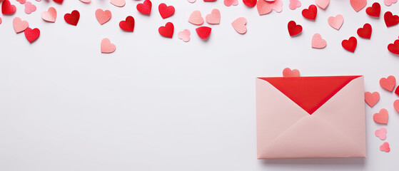 Romantic Valentine's Day Background: Envelope and Various Red Elements