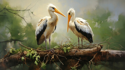 Couple of storks in the nest, Generative Ai