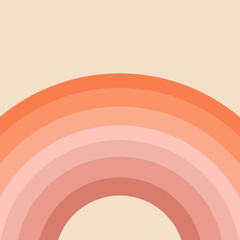 Abstract illustration of retro style rainbow design in pink, purple, orange, pastel pink, pastel orange colors on beige background - 623802820