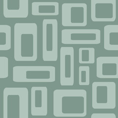 Seamless geometric Mid Century inspirational pattern with light turquoise squares decoration on turquoise background - 623803022