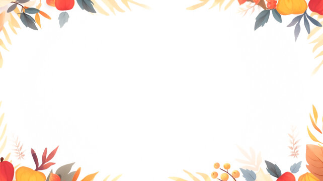 Design inspiration for a Thanksgiving dinner party invitation, simple empty frame with no text, but copy space for your own text. Created with Generative AI.