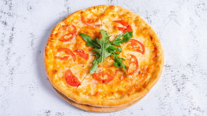 Pizza margarita top view isolated