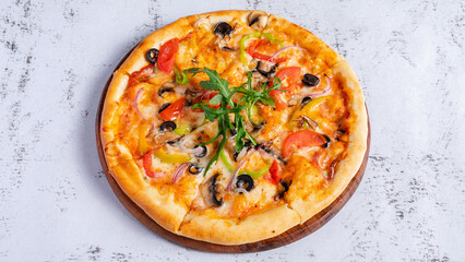 Pizza with vegetables and olives