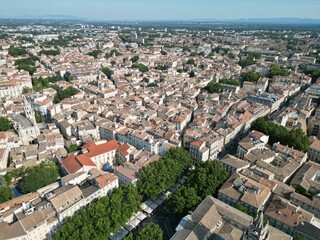 Obraz premium Avignon France aerial drone .Old town centre