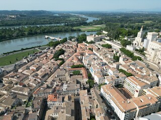 Avignon France  aerial drone .Old town centre