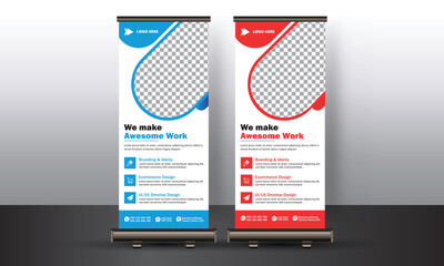 Business Marketing rollup banner design, corporate Business rollup banner Template Design. Digital Marketing Agency rollup banner design.