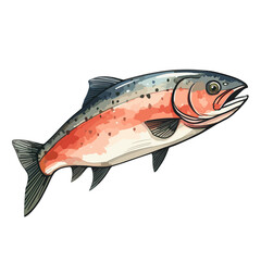 Fish watercolor vector illustration, Seafood