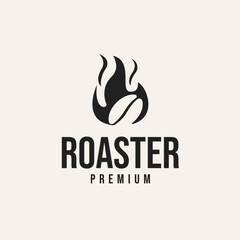 Bean Coffee with Fire Logo Design Concept Vector Illustration Symbol Icon