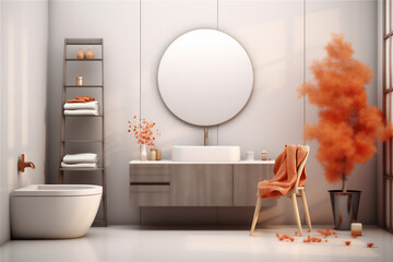 Luxury mediterranean bathroom interior architecture with autumn theme, create using generative AI tools