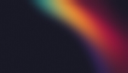 Dark grainy color gradient wave background, grainy orange purple red yellow green colors banner poster cover abstract design, copy space